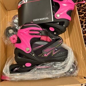 Pink and Black Inline Skates